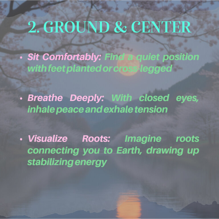 Step 2 of Lunar Eclipse in Virgo ritual: grounding techniques with meditation posture and breathwork